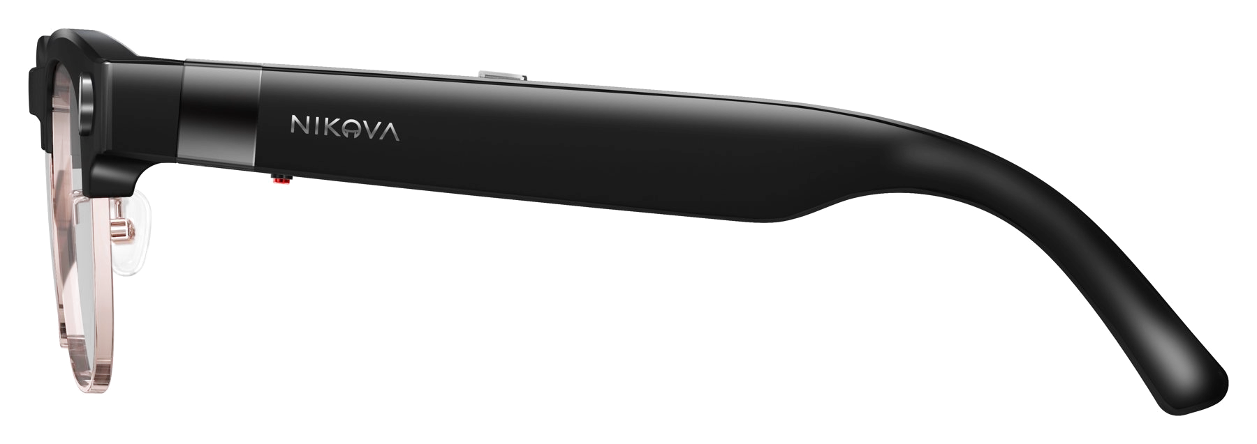 NIKOVA glasses, side view showing the NIKOVA mark on the arm